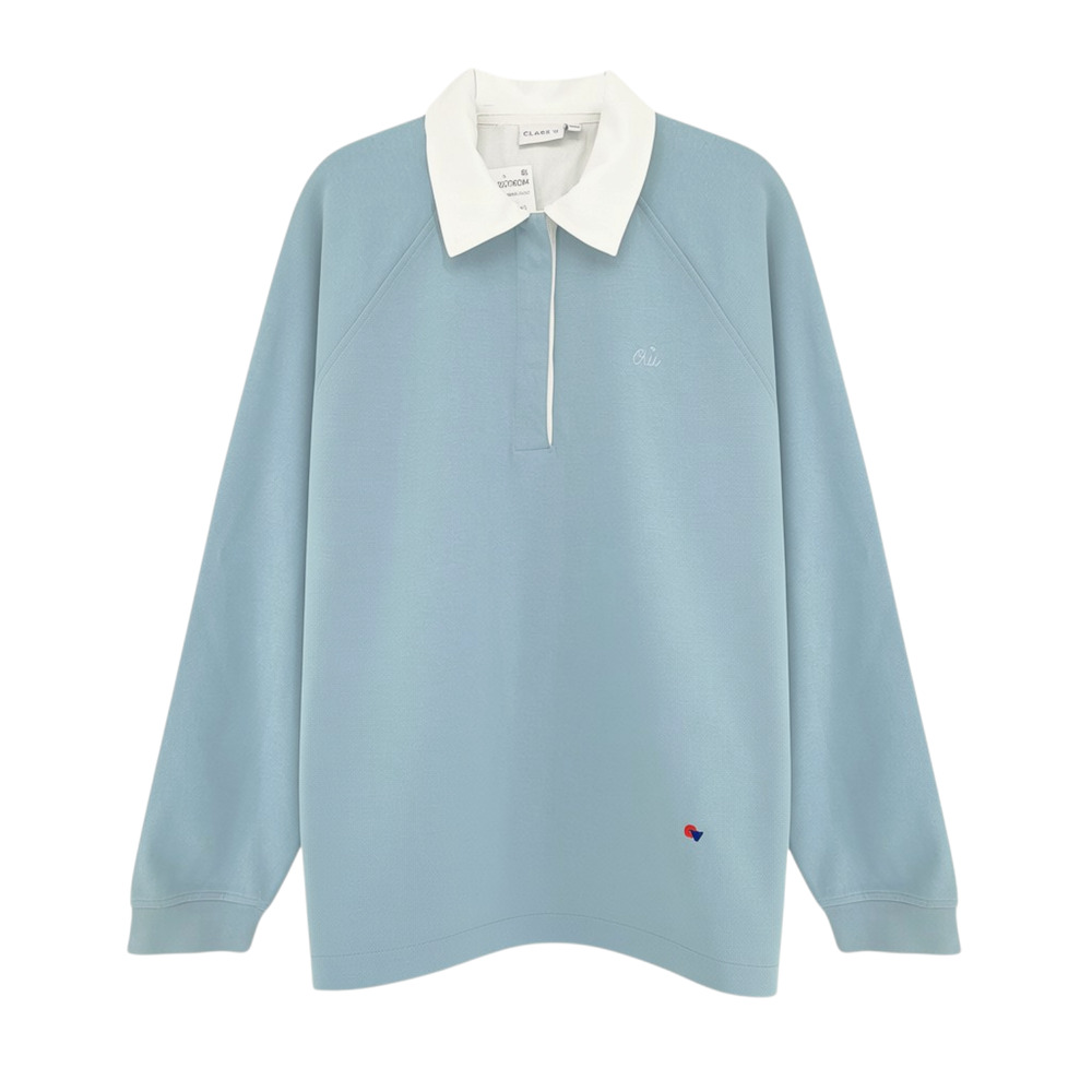 CLARE V. Le Rugby Shirt in Dusty Blue S